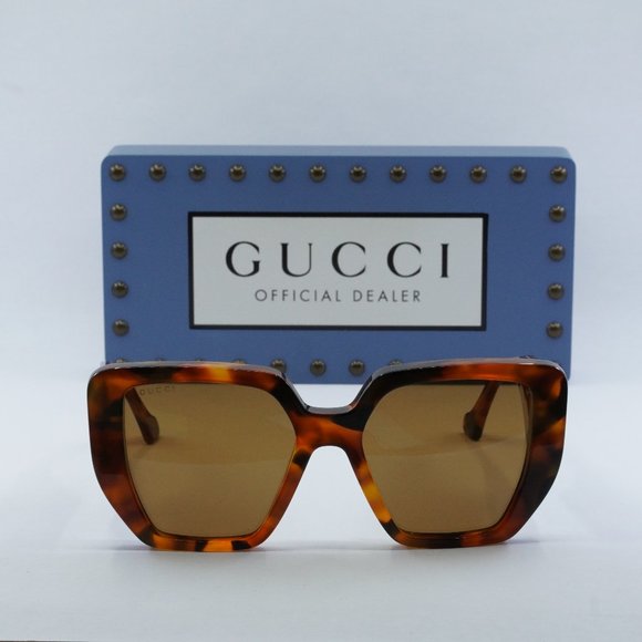 Gucci GG0956S 007 Square Sunglasses - Amber Havana/Brown main image 9